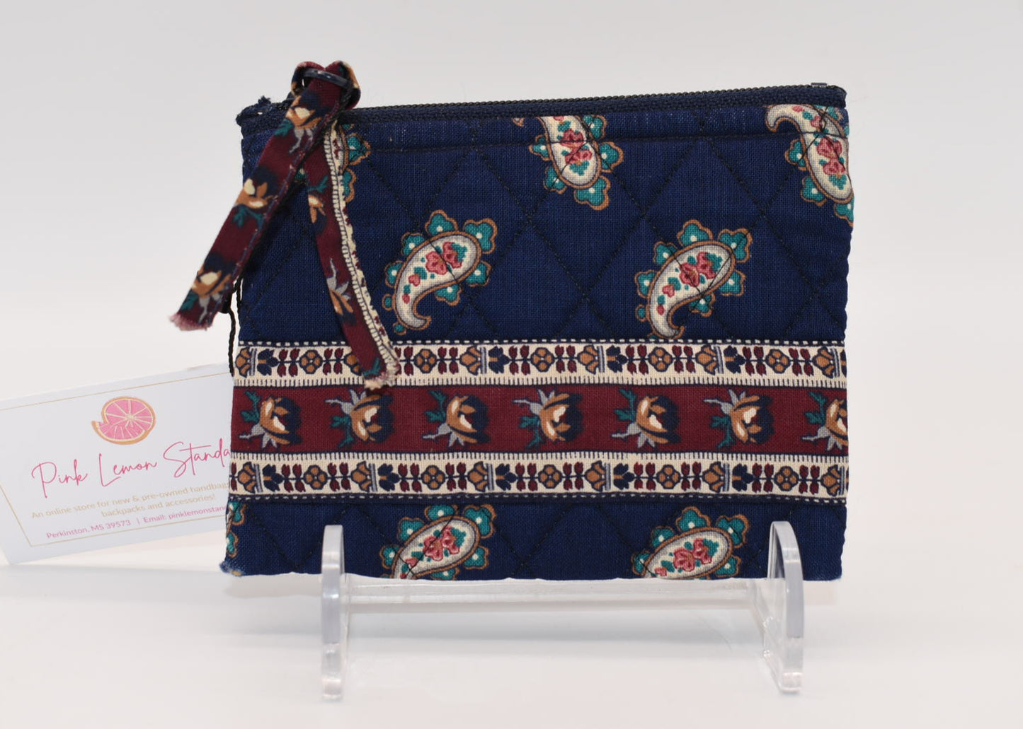 Vintage Vera Bradley Zip Coin Pouch in "Navy - 1991" Pattern