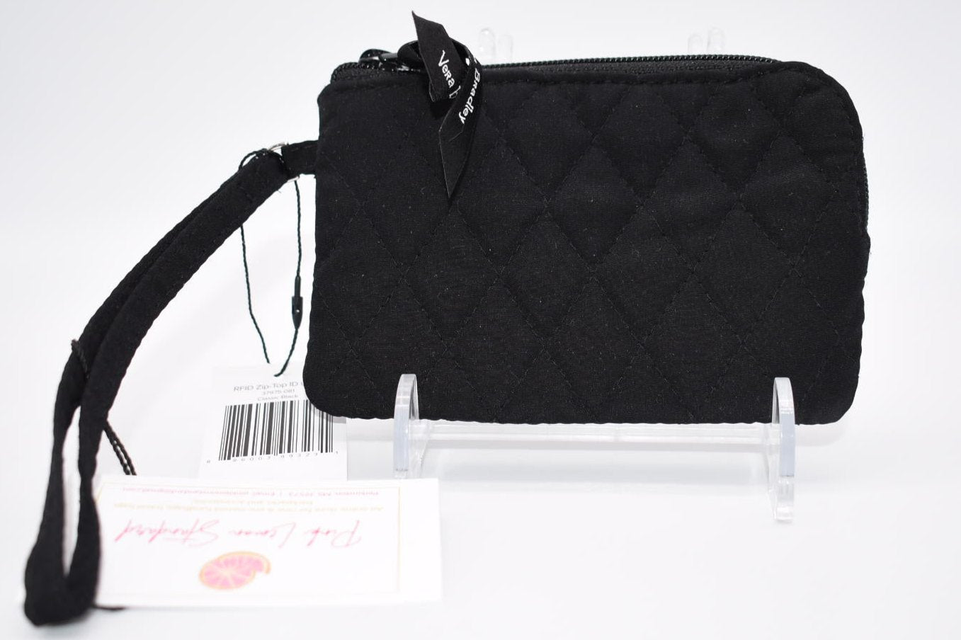 Vera Bradley Microfiber RFID Zip-Top ID Case in "Classic Black"