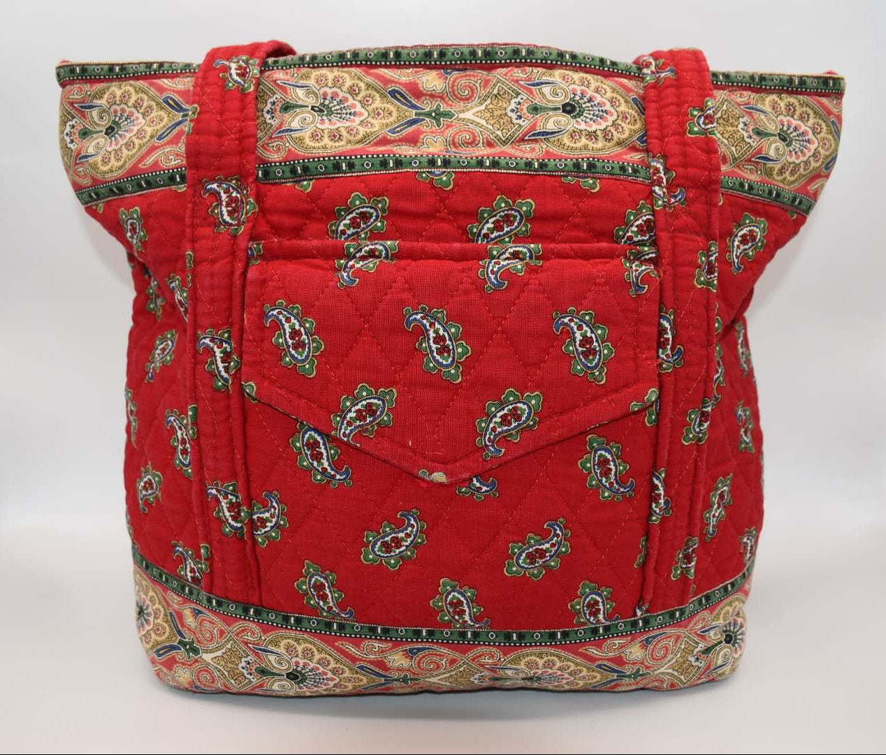 Vintage Vera Bradley Villager Tote Bag in "Red- 1991" Pattern