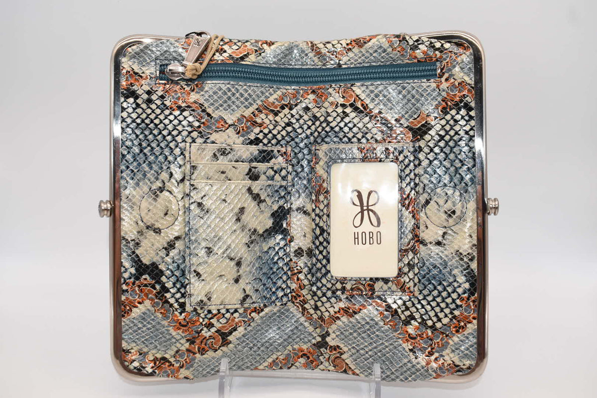 HOBO Lauren Leather Clutch Wallet in Blue Tempest