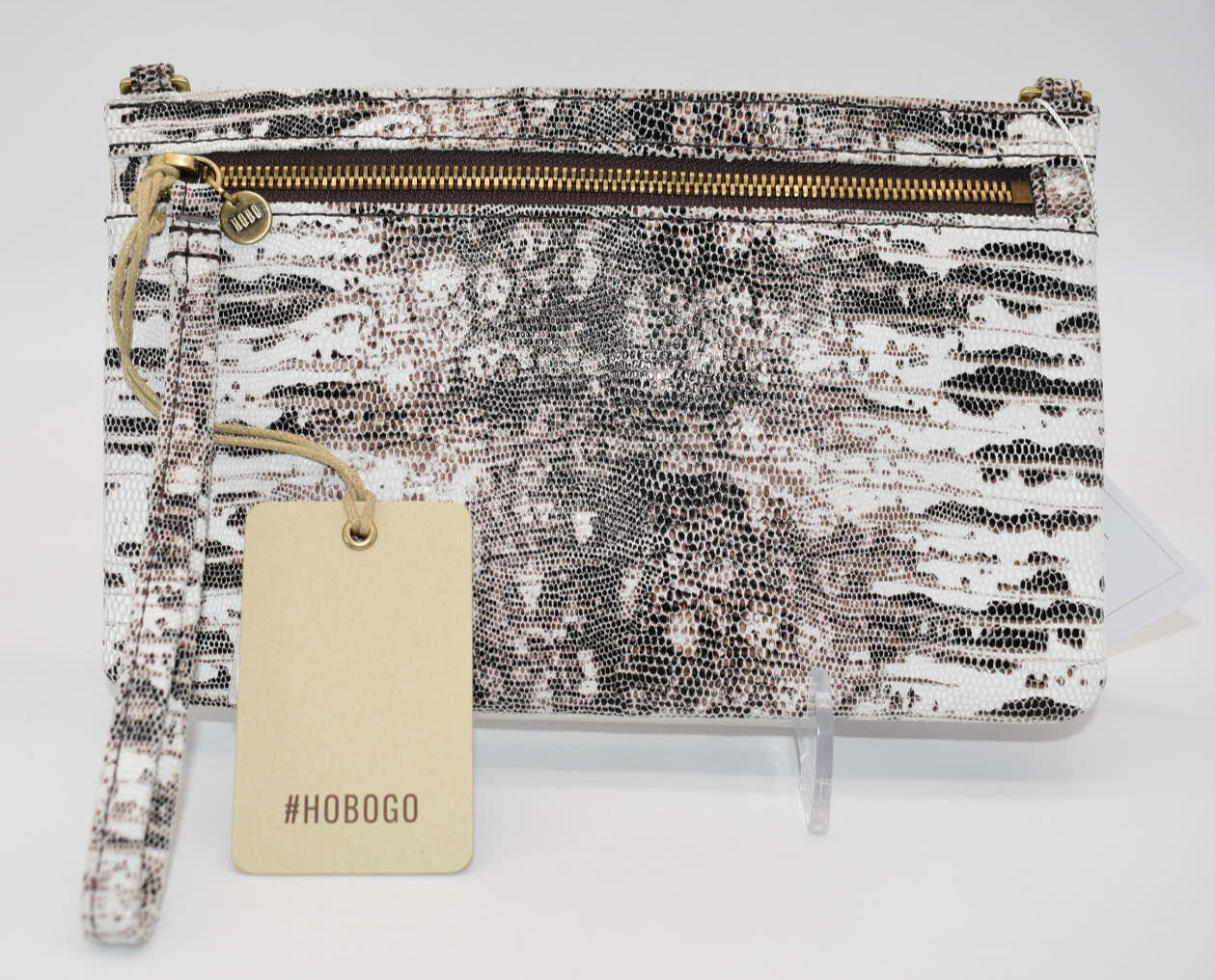 HOBO Intl GO Day Wristlet in Leather Lizard Print