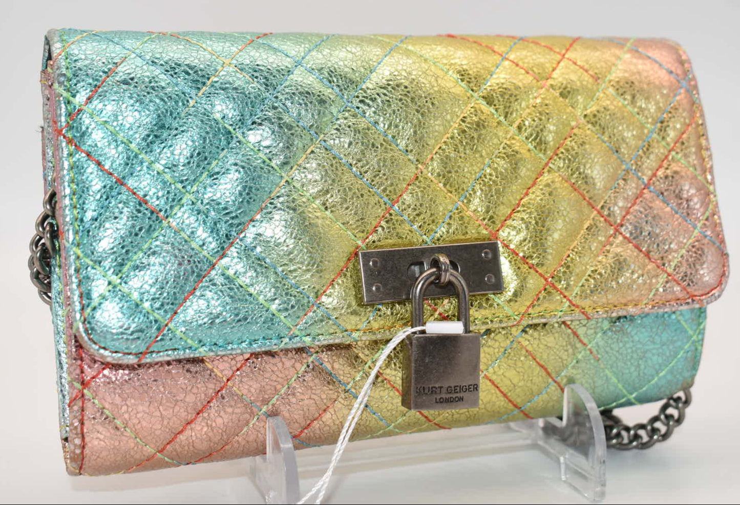 Kurt Geiger Brixton Metallic Rainbow Wallet on a Chain