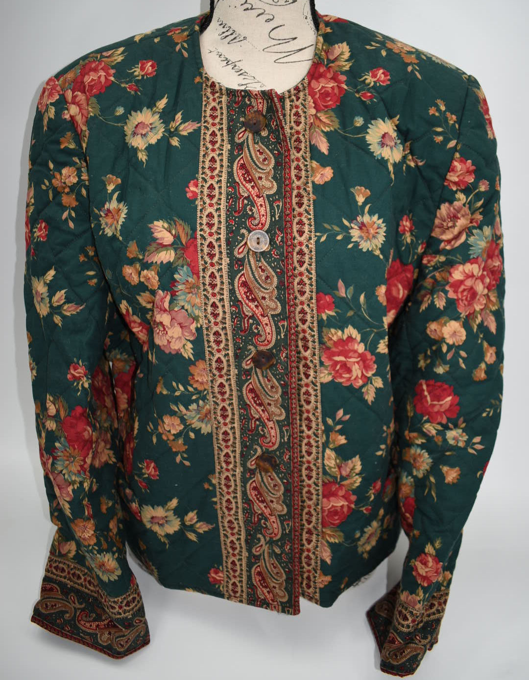 Vintage Vera Bradley Quilted Medium Jacket in "Greenbriar-1987" Pattern