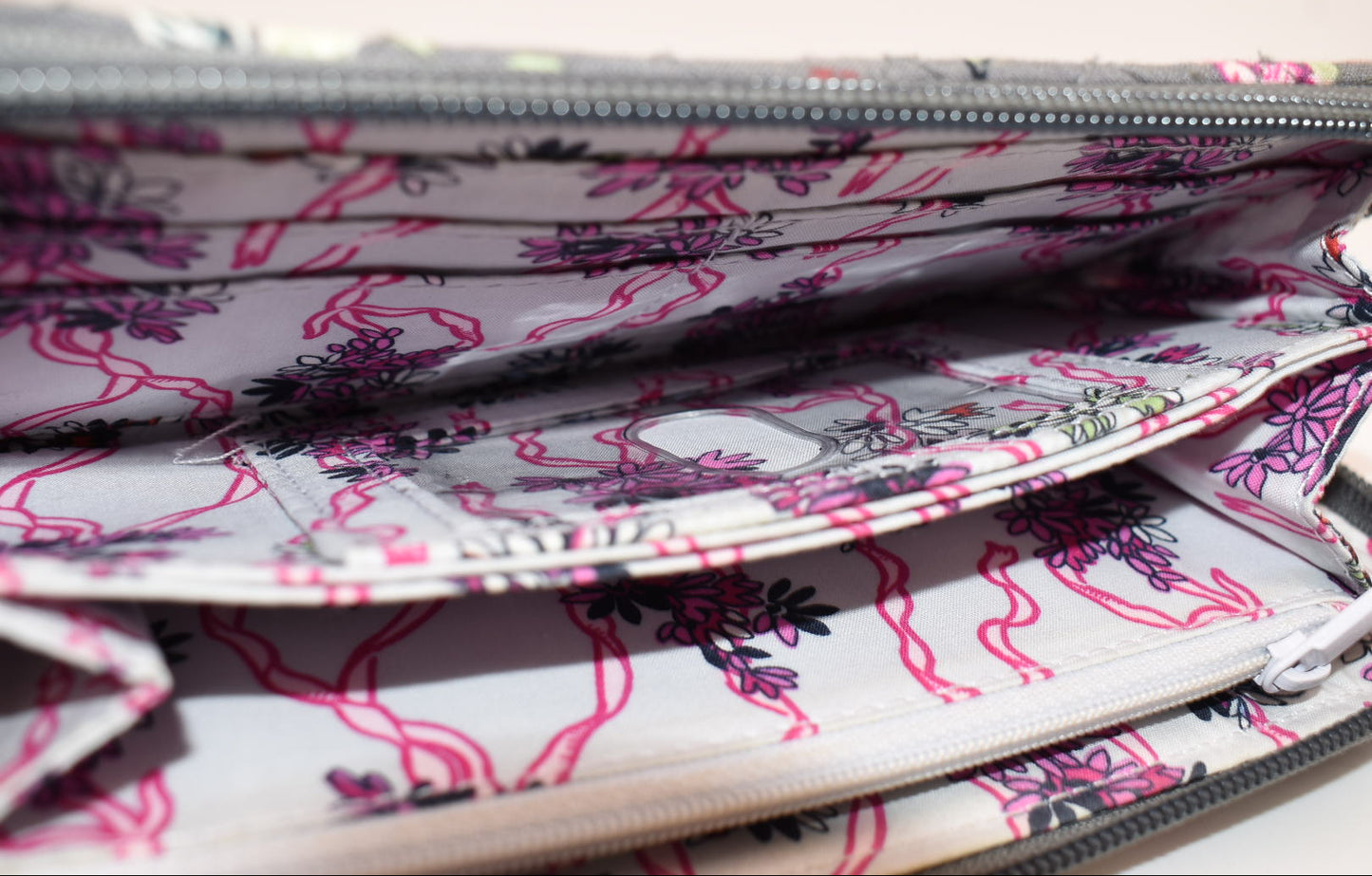 Vera Bradley RFID Accordion Wallet /Wristlet in "Hope Blooms" Pattern