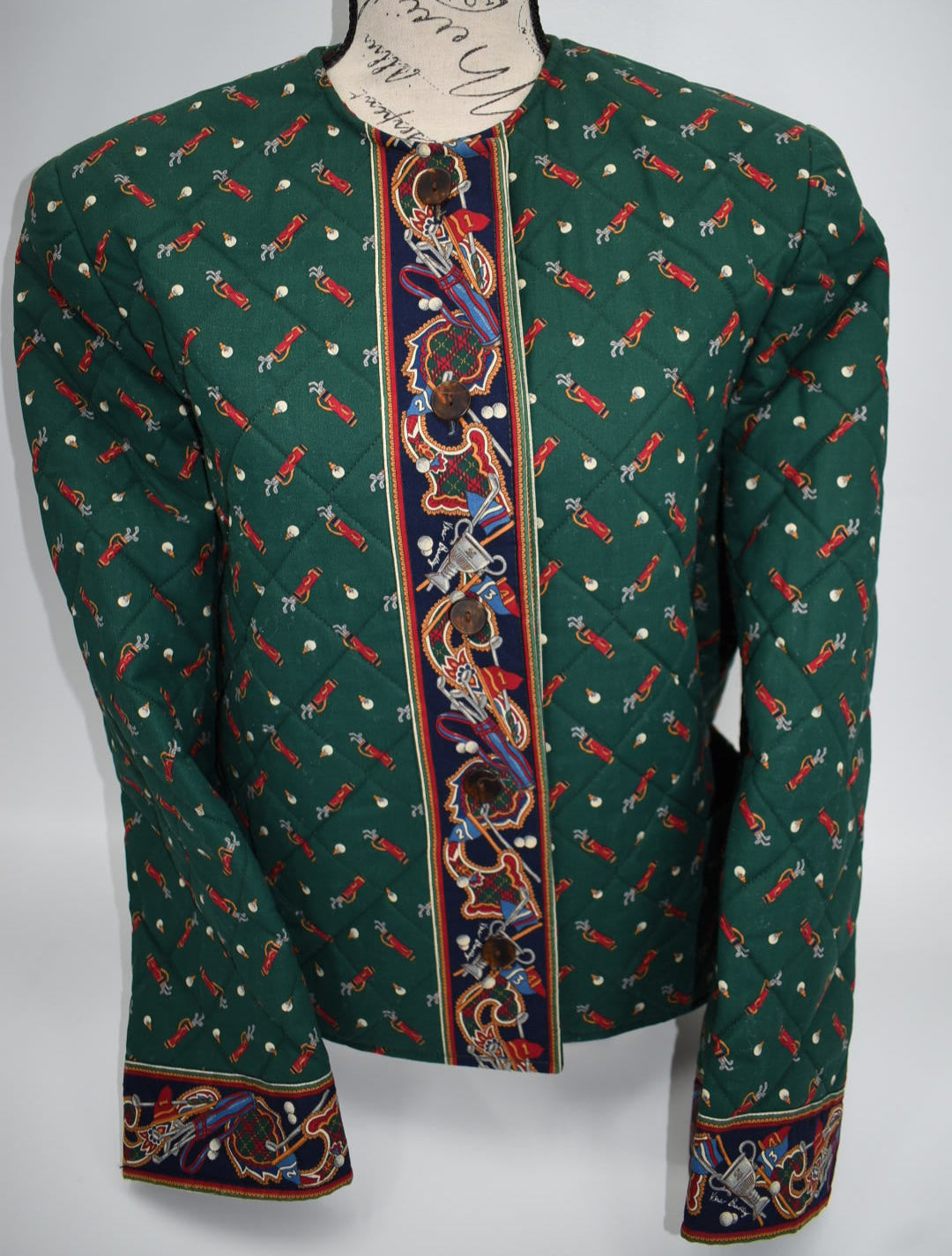 Vintage Vera Bradley Quilted Medium Jacket in "Golf Green-1995" Pattern