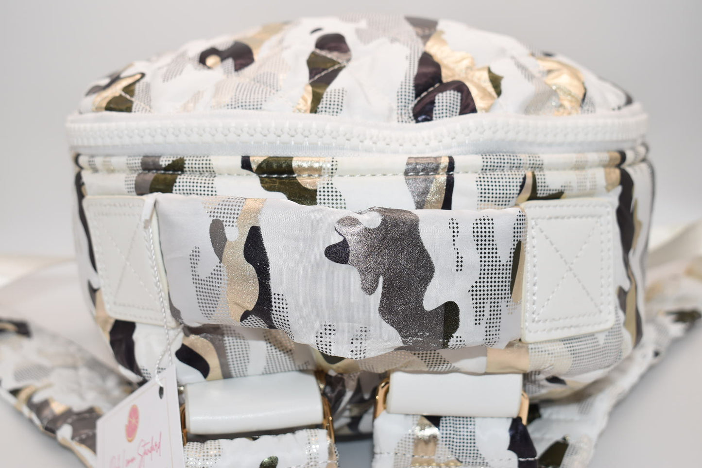 Sol and Selene Nylon Quilted Backpack in White