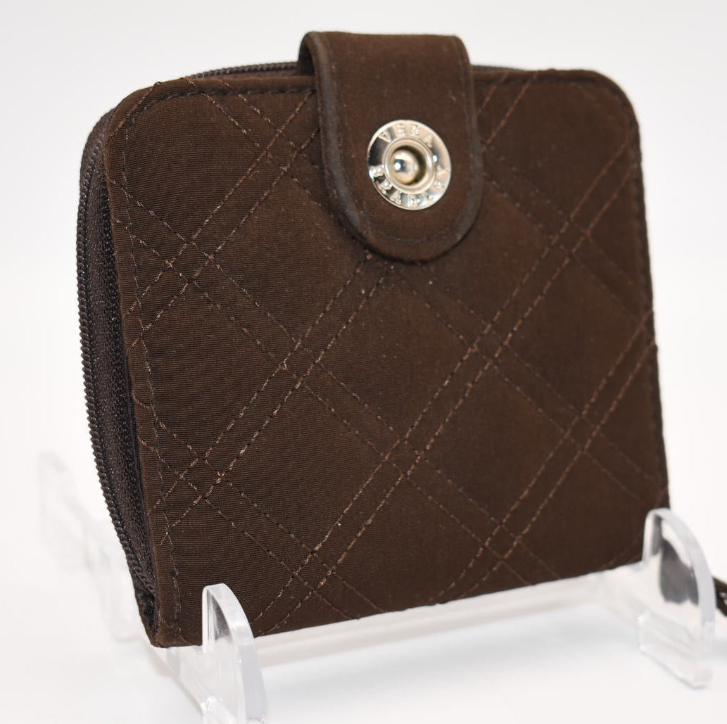 Vera Bradley Microfiber Mini Zip Wallet in Espresso
