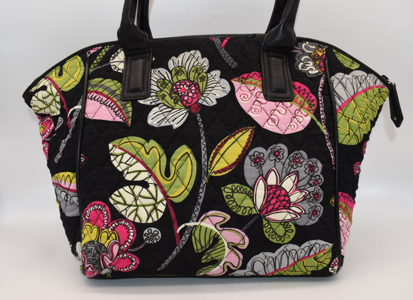 Vera Bradley Trimmed Satchel Bag in "Moon Blooms" Pattern