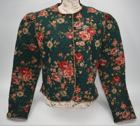 Vintage Vera Bradley Large Cropped Jacket in "Greenbriar- 1987" Pattern