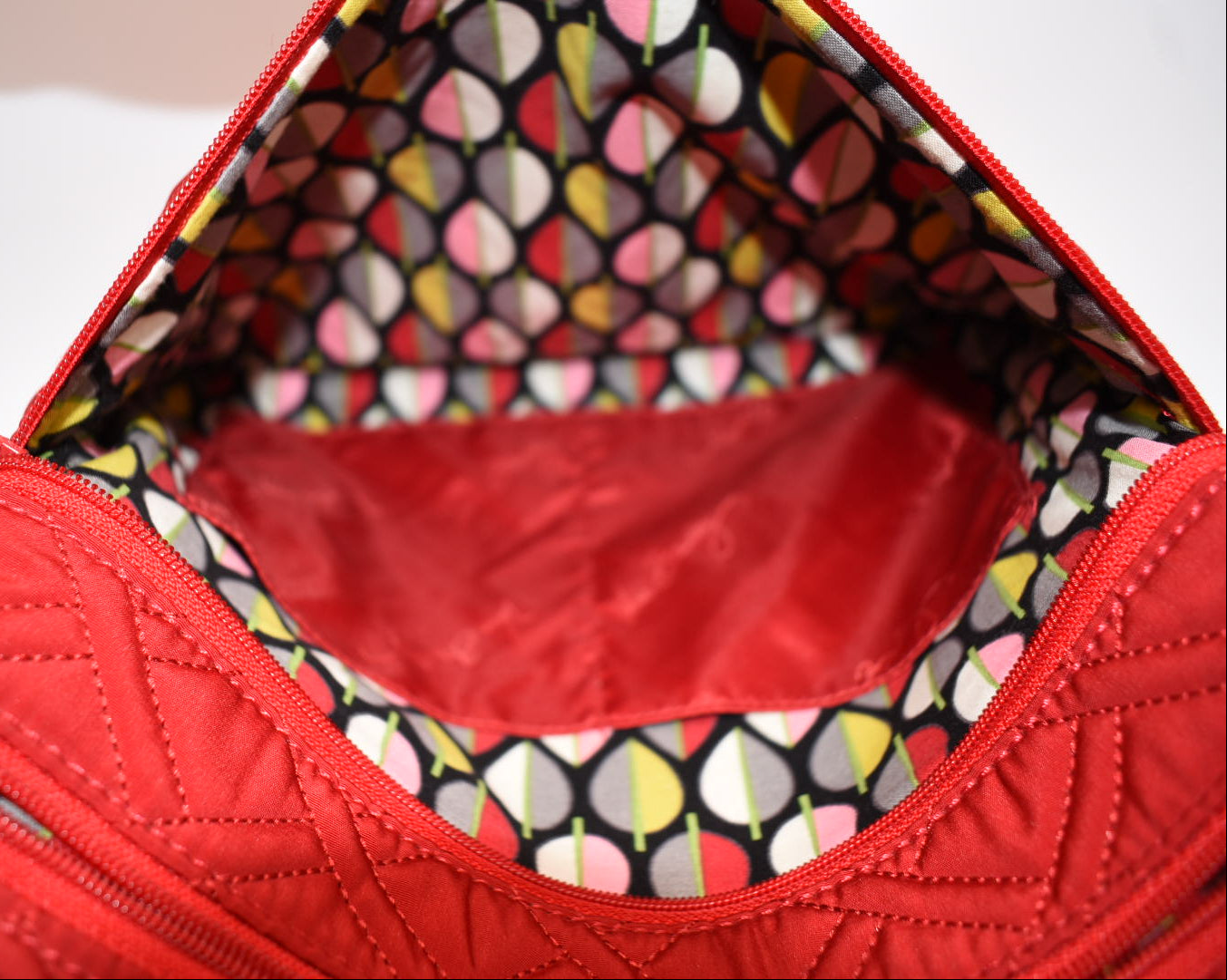 Vera Bradley Microfiber Triple Zip Hipster Crossbody Bag in "Tango Red"