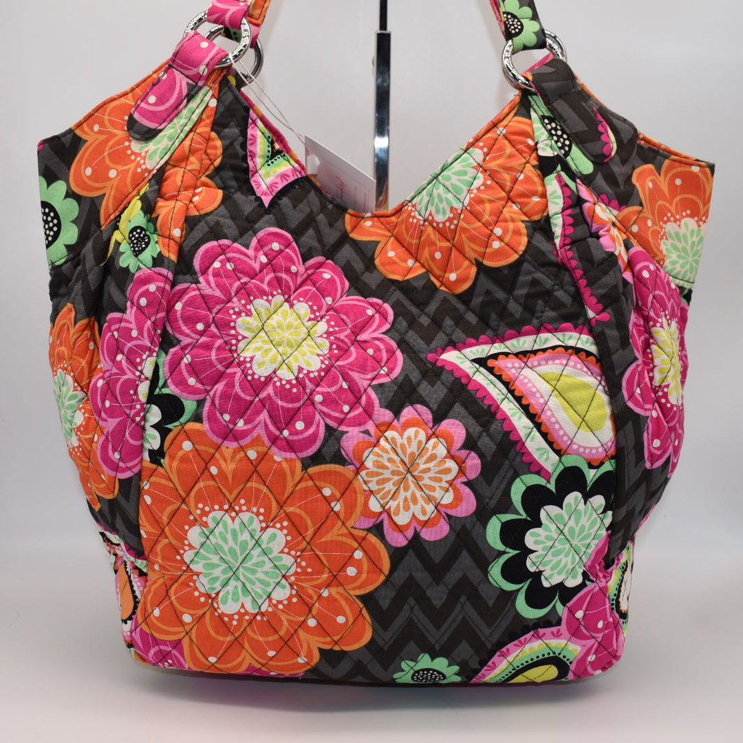 Vera Bradley Large Crescent Shoulder Handbag in "Ziggy Zinnia" Pattern