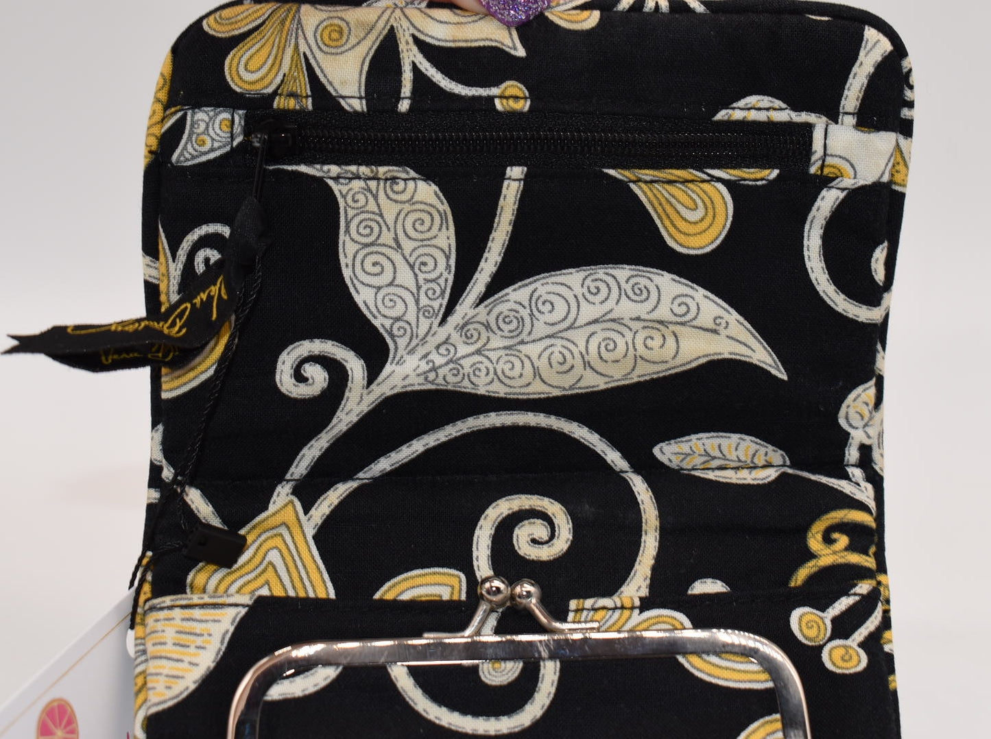 Vera Bradley "One for the Money" Bifold Wallet in Yellow Bird Pattern