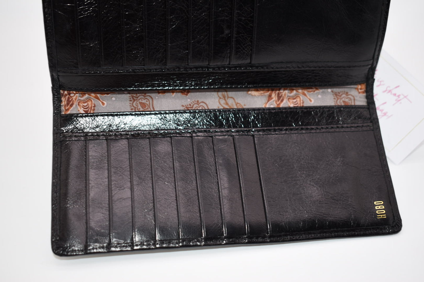 HOBO Rider Leather Wallet in Glossy Black