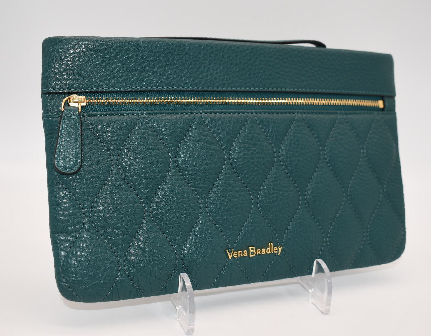 Vera Bradley Quilted Leather Mia Wristlet in Forest Green