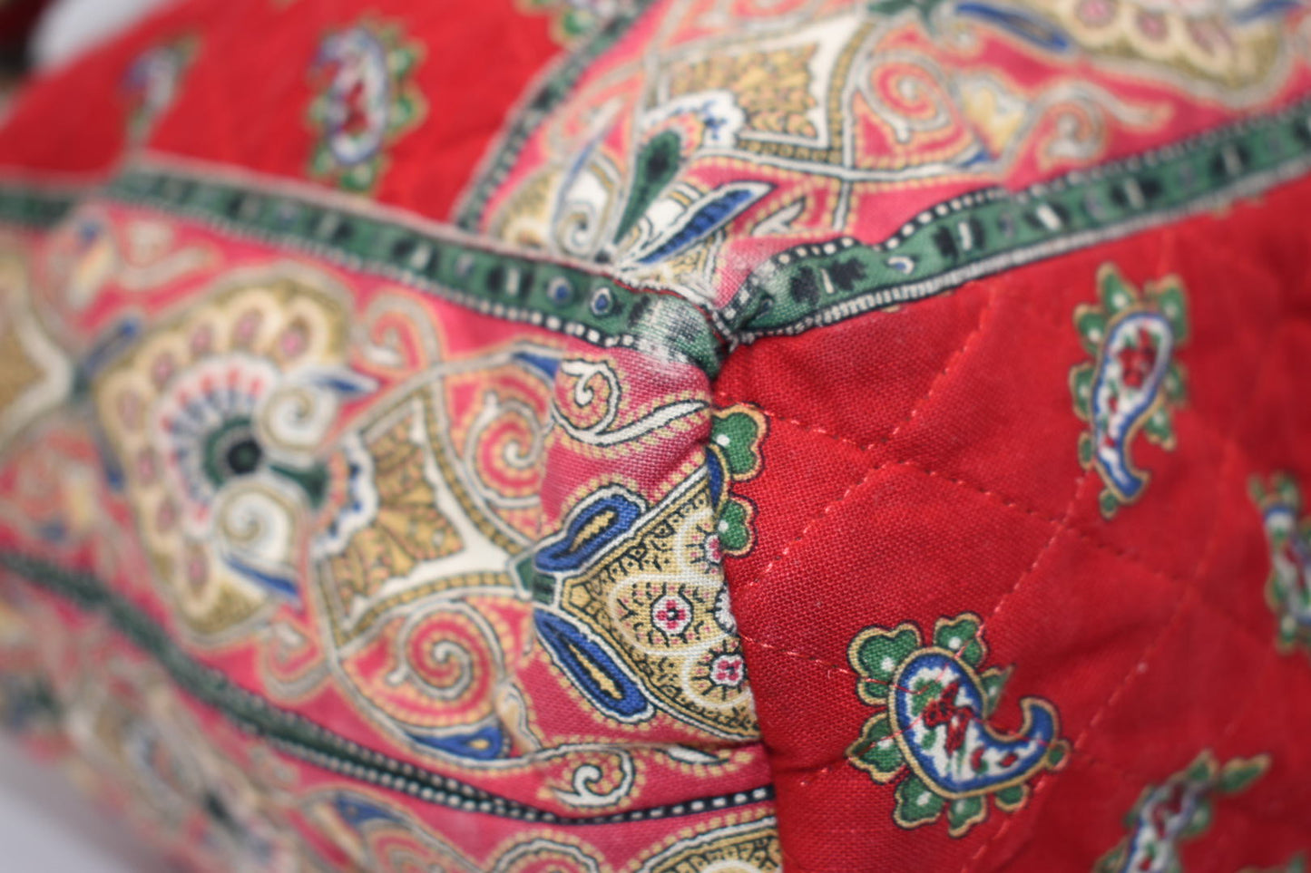 Vintage Vera Bradley Quilted Cotton Tote Bag in "Red- 1991" Pattern