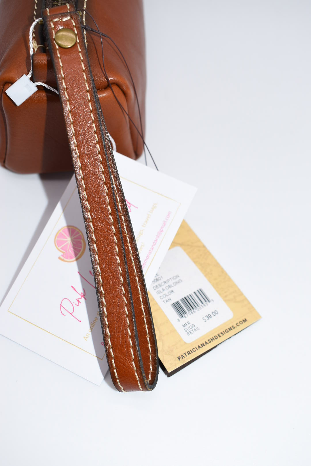 Patricia Nash Isla Oblong Zip Pouch Wristlet in Tan