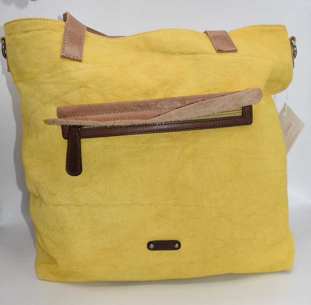 Frye Dani Canvas & Leather Tote Bag in Yellow