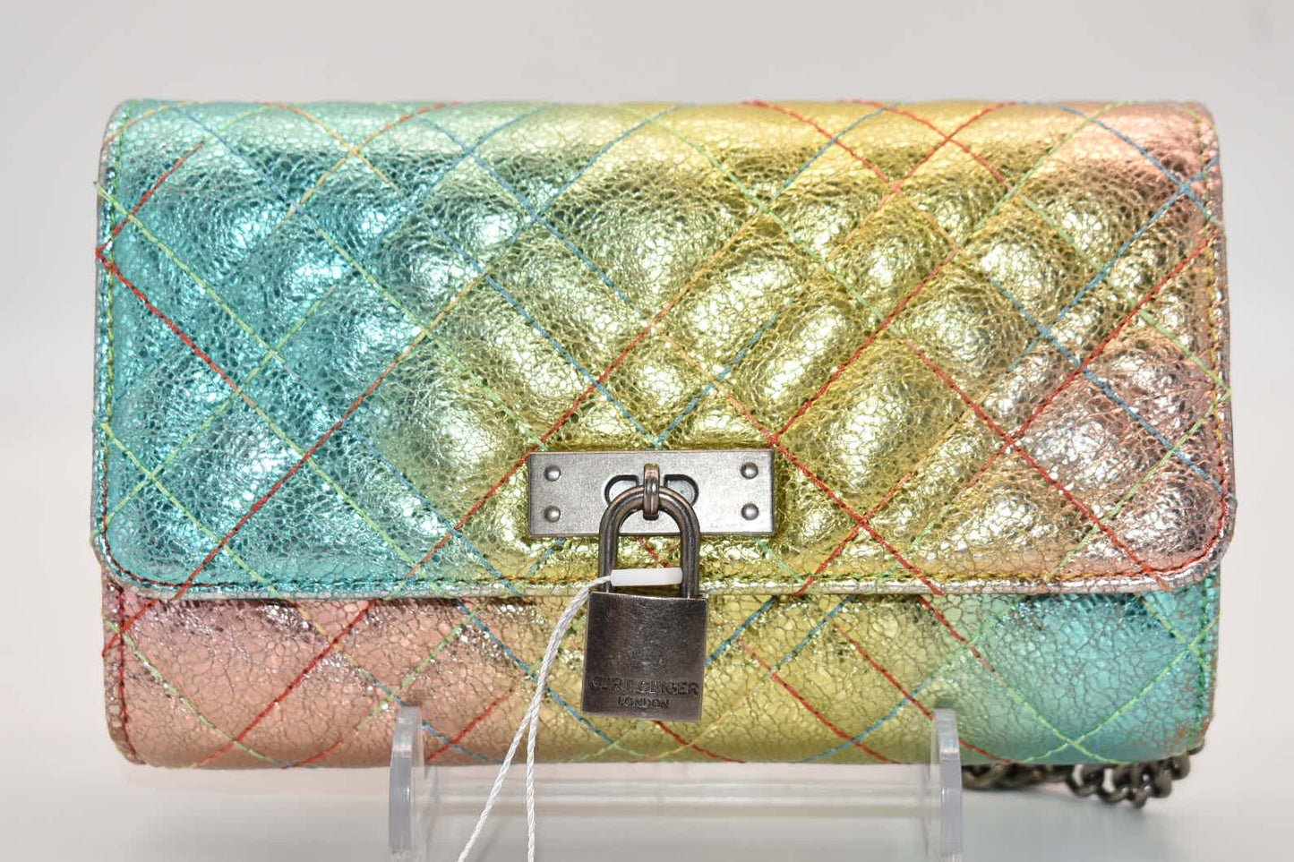 Kurt Geiger Brixton Metallic Rainbow Wallet on a Chain