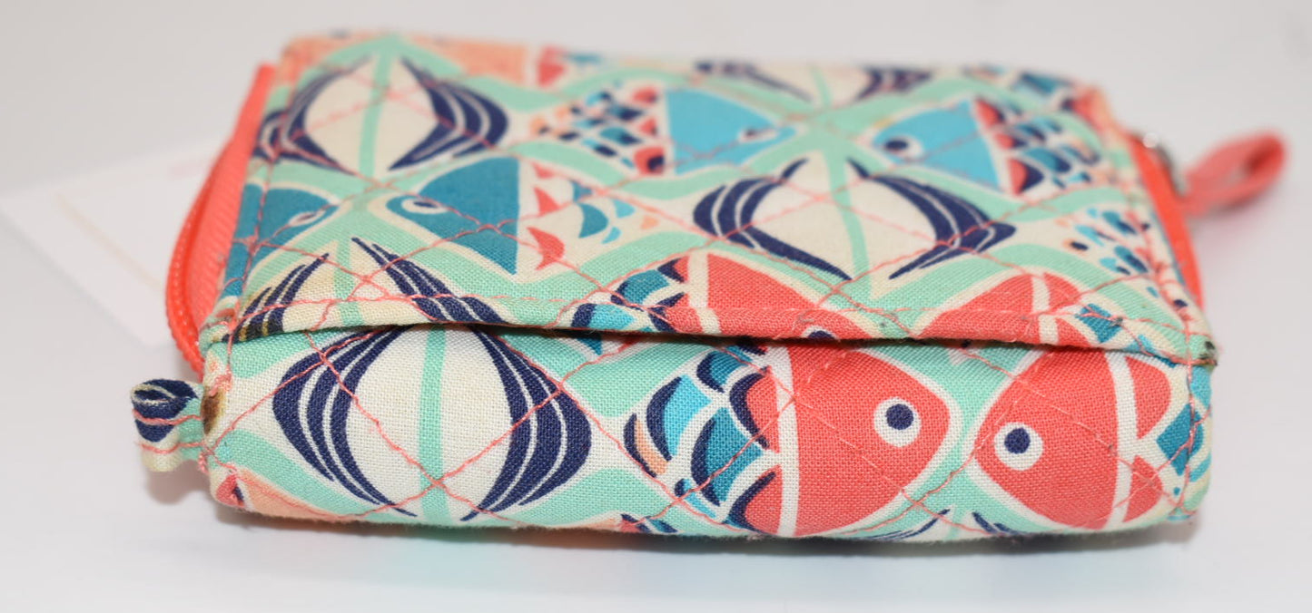 Vera Bradley RFID Compact Wallet in "Go Fish - Coral" Pattern