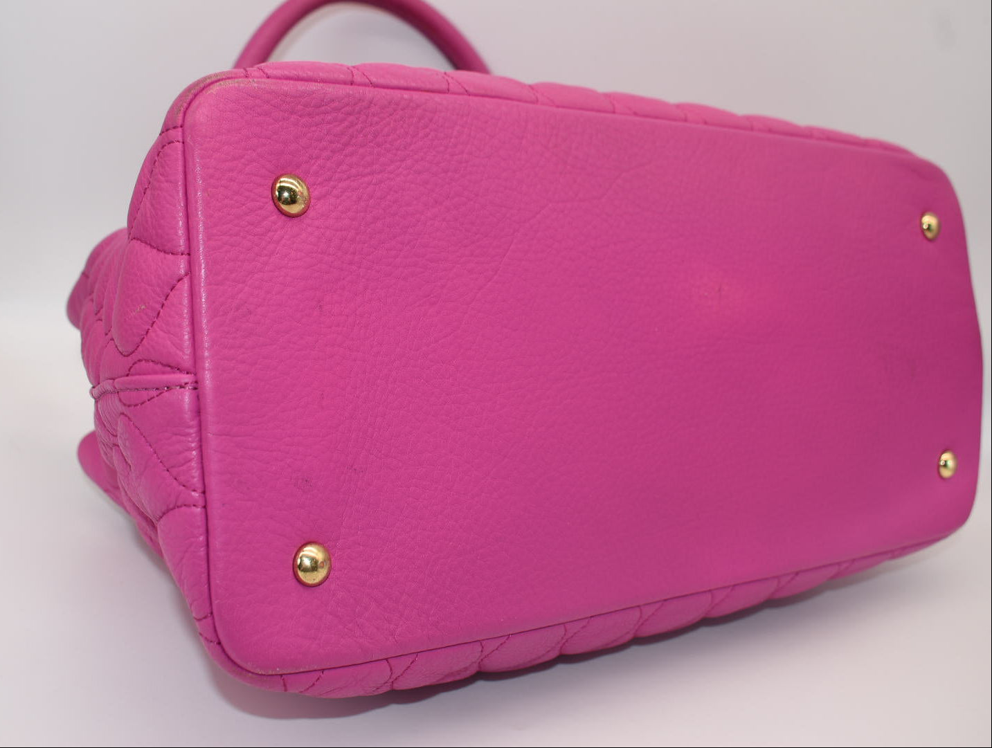 Vera Bradley Large Quilted Leather Emma Satchel Bag in Magenta
