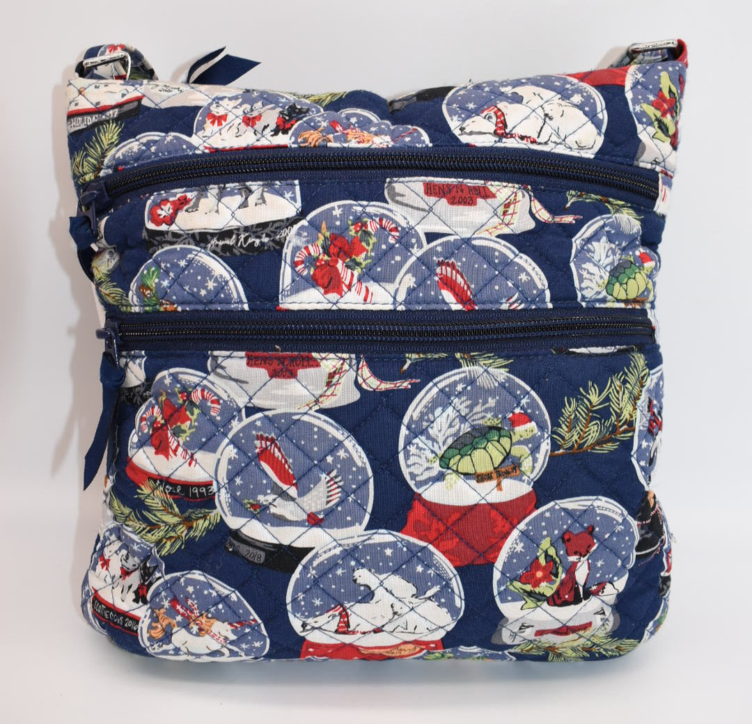 Vera Bradley in Triple Zip Hipster Crossbody Bag "Snow Globes" Pattern