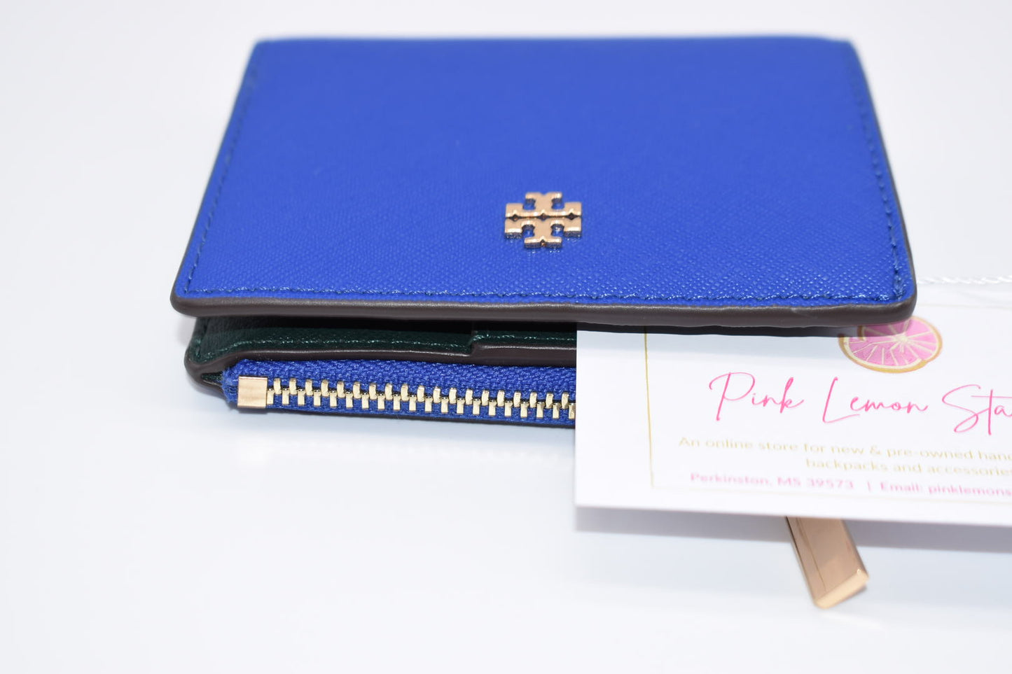 Tory Burch Emerson Color Block Mini Wallet in Nautical Blue