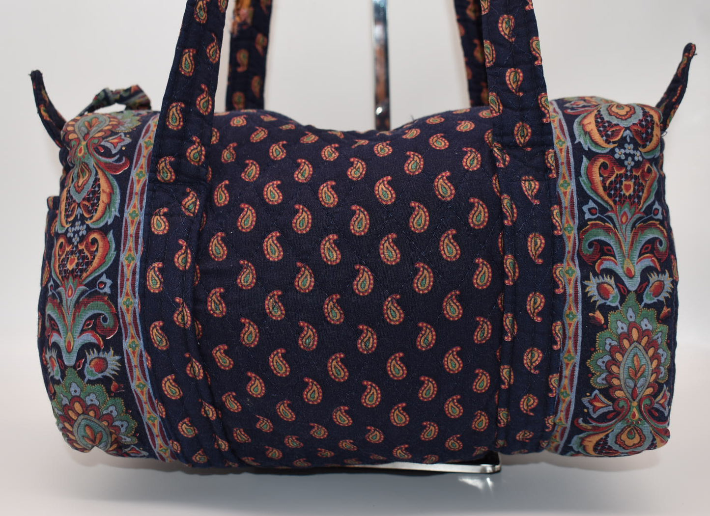 Vintage Vera Bradley Barrel Shoulder Bag in "Regency Blue 1987" Pattern