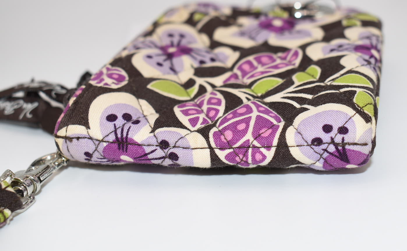 Vera Bradley Double ID Wristlet Wallet in "Plum Petals" Pattern