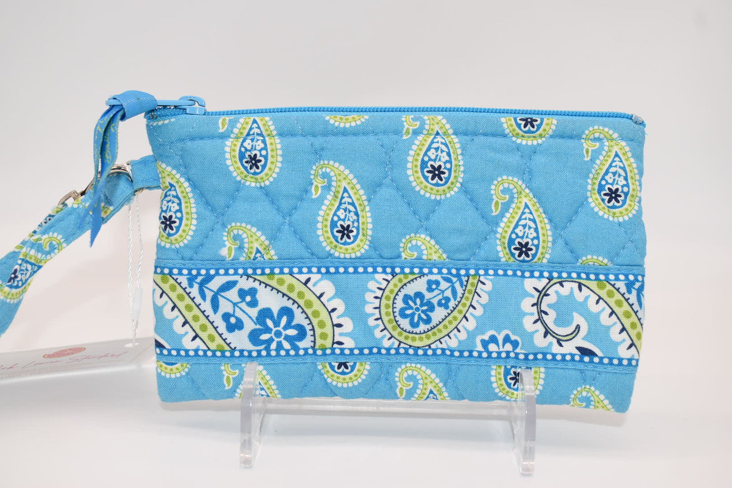 Vera Bradley Quilted Cotton Zip Wristlet in "Bermuda Blue" Pattern