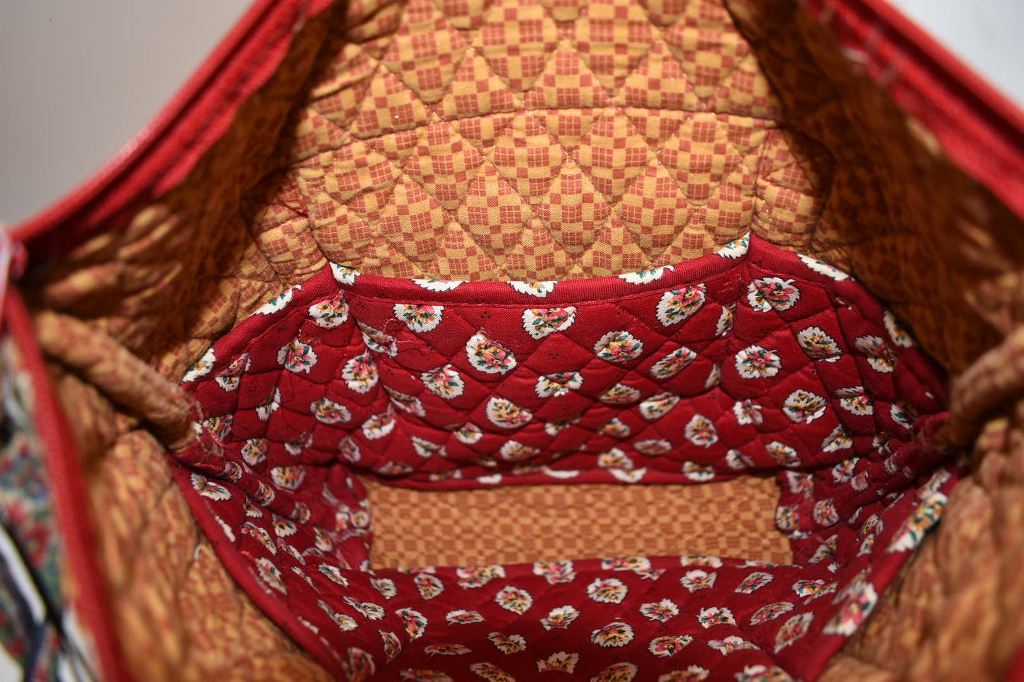 Vera Bradley Small Villager Tote Bag in "Red Leaf" Pattern