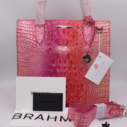 Brahmin Caroline Satchel Bag in Cupid Ombre Melbourne