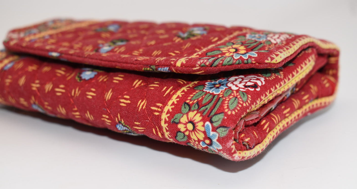 Vintage Vera Bradley Strap Crossbody Wallet in "Provincial Red-2000" Pattern