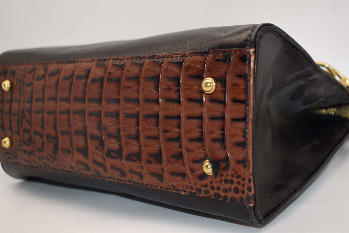 Brahmin Anywhere Convertible Leather Satchel Bag Tuscan Black