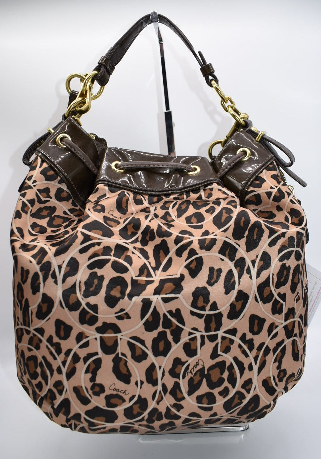 Coach Marielle Ocelot Leopard Drawstring Shoulder Bag