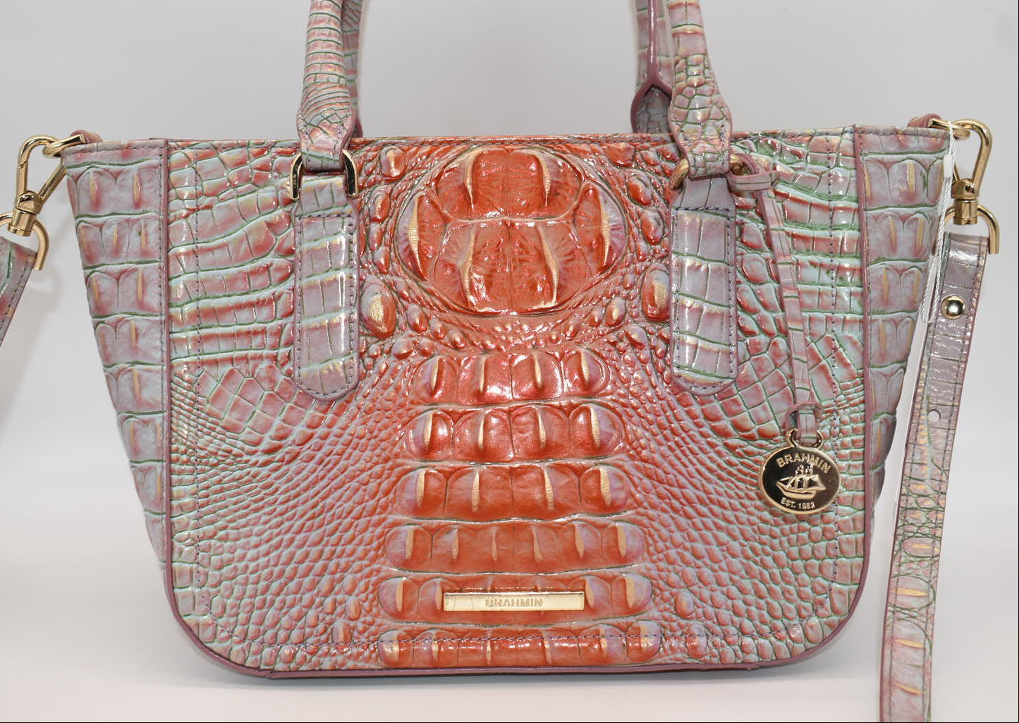Brahmin Small Ashlee Satchel Bag in Flirty Ombre Melbourne