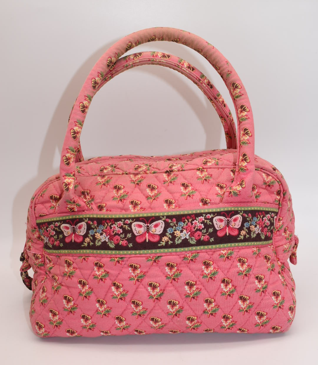 Vera Bradley Small Bowler Satchel Bag in "Pink Pansy" Pattern
