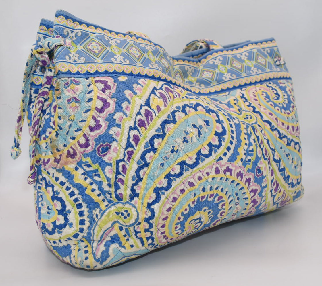 Vera Bradley East/West Tassel Tote Bag in "Capri Blue" Pattern