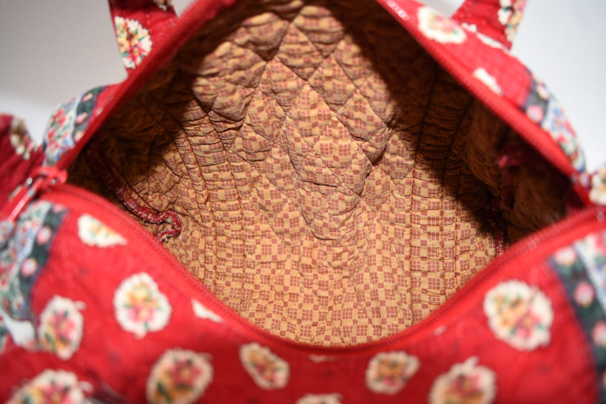 Vintage Vera Bradley Small Satchel Bag in "Red Leaf -1997" Pattern