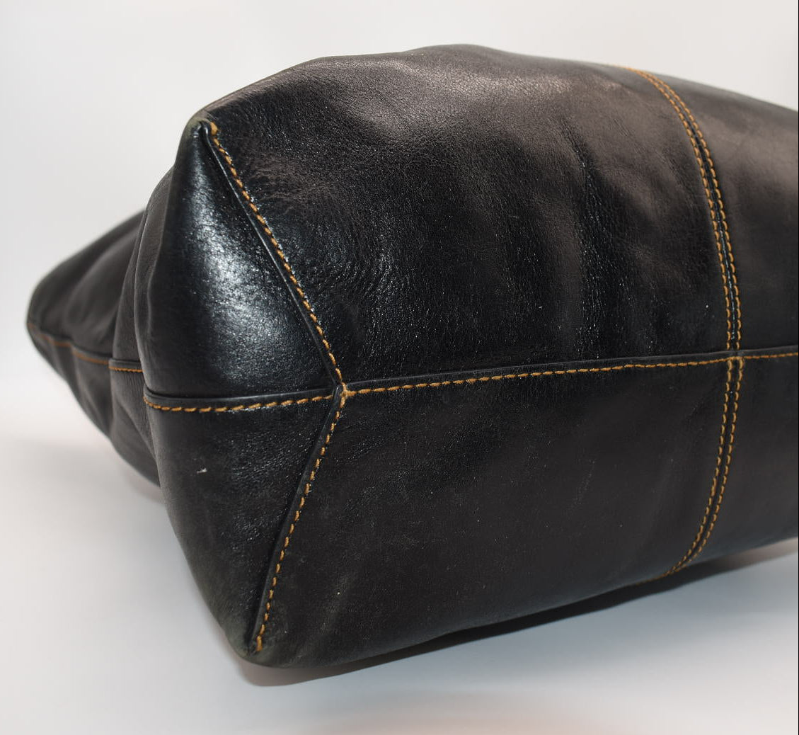 Vera Bradley Gallatin Leather Sagebrush Tote Bag in Black