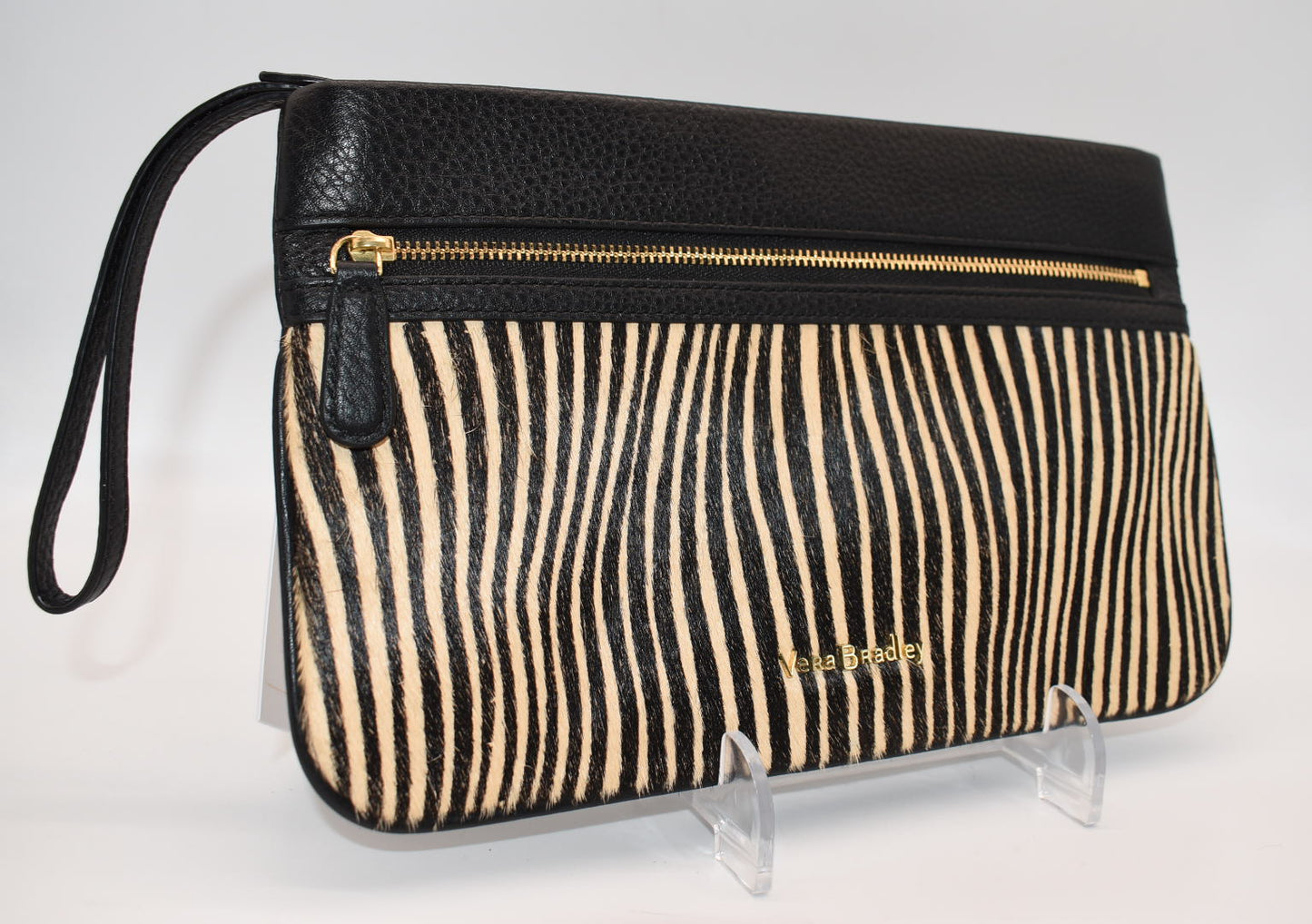 Vera Bradley Mia Leather Wristlet in "Uptown Stripes" Pattern