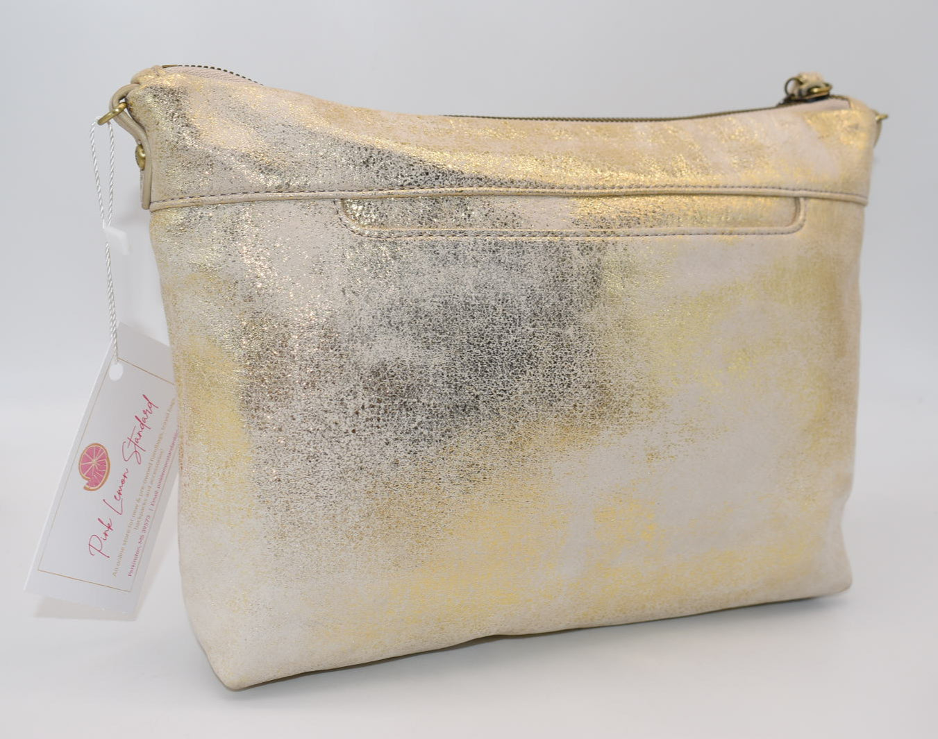 HOBO INTL Leather Convertible Crossbody Bag in Gold Leaf Shimmer