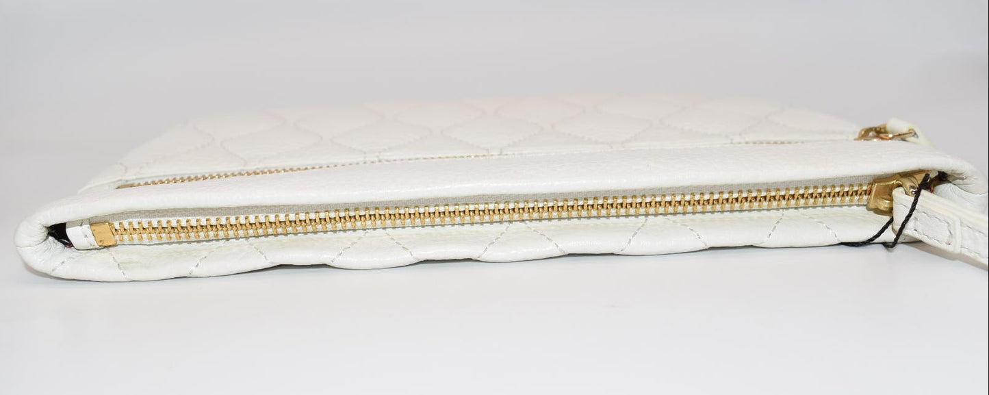 Vera Bradley Quilted Mia Leather Wristlet in White