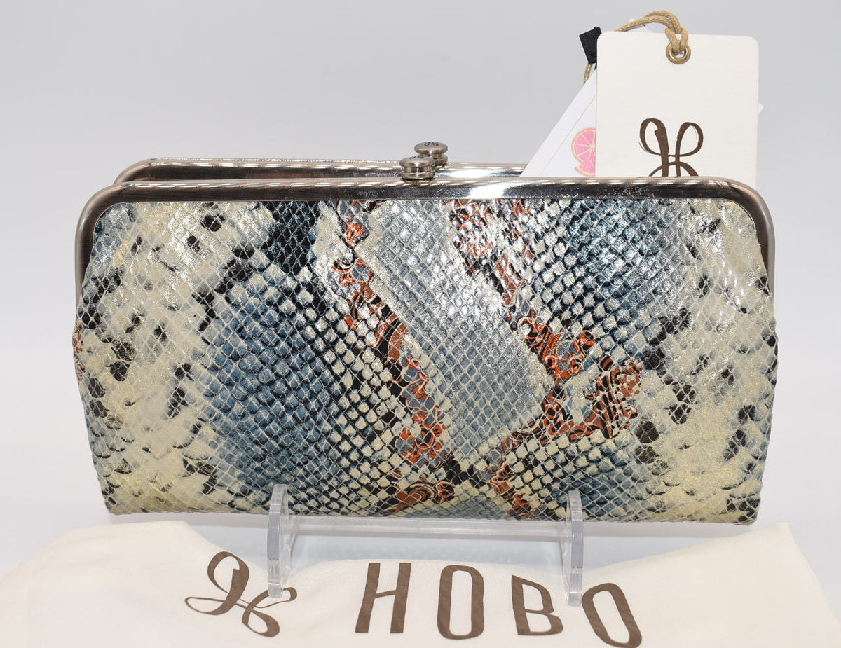 HOBO Lauren Leather Clutch Wallet in Blue Tempest