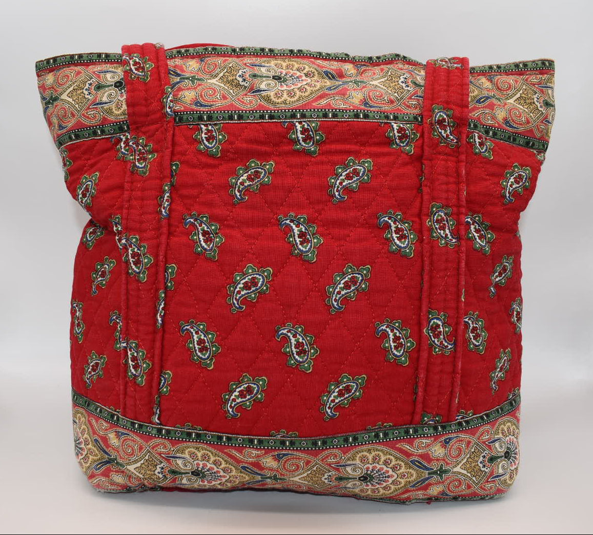 Vintage Vera Bradley Villager Tote Bag in "Red- 1991" Pattern