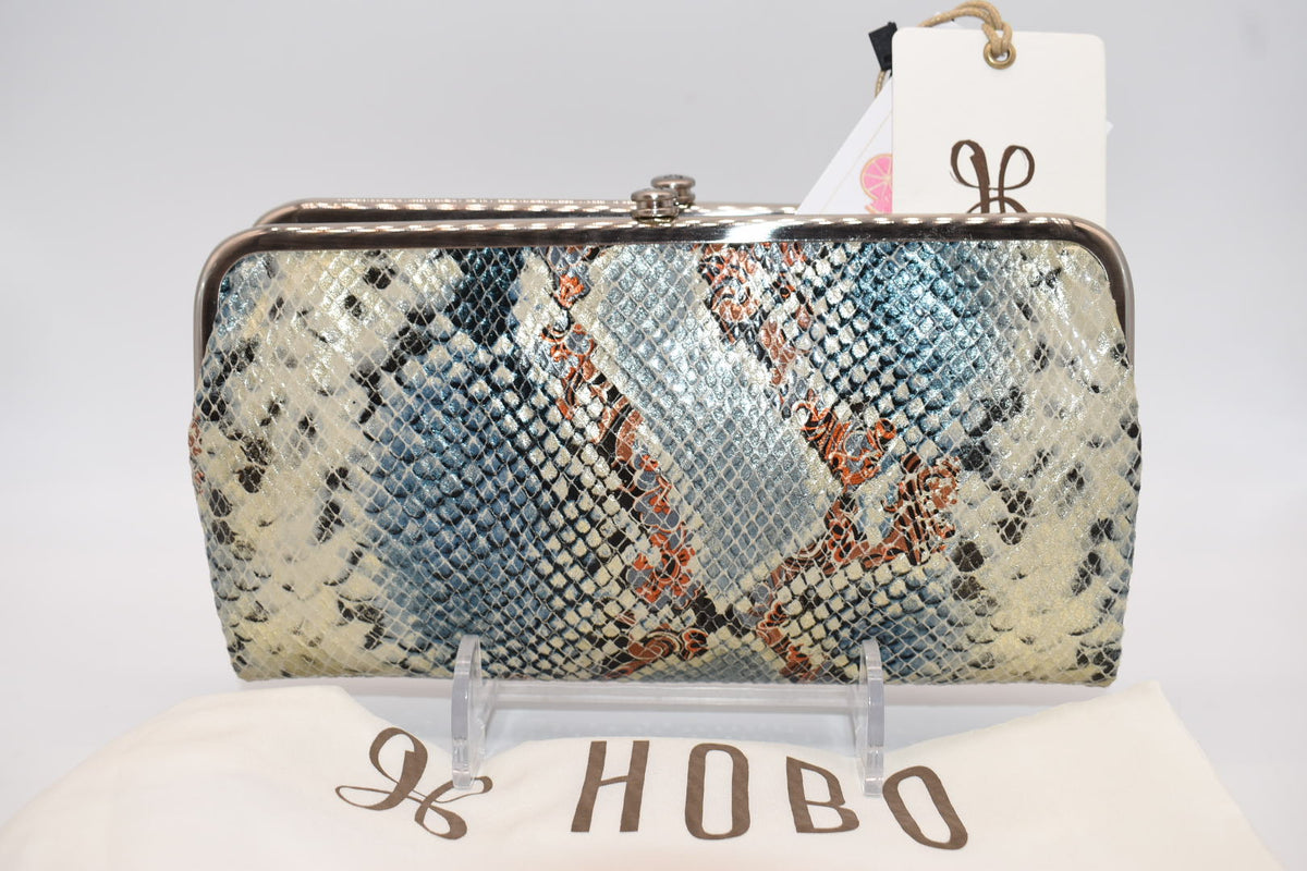 HOBO Lauren Leather Clutch Wallet in Blue Tempest