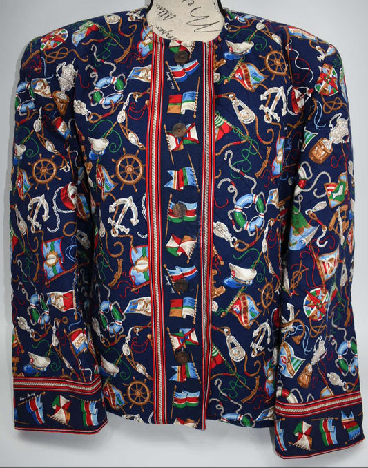 Vintage Vera Bradley Quilted Large Jacket in "Regatta - 1994" Pattern
