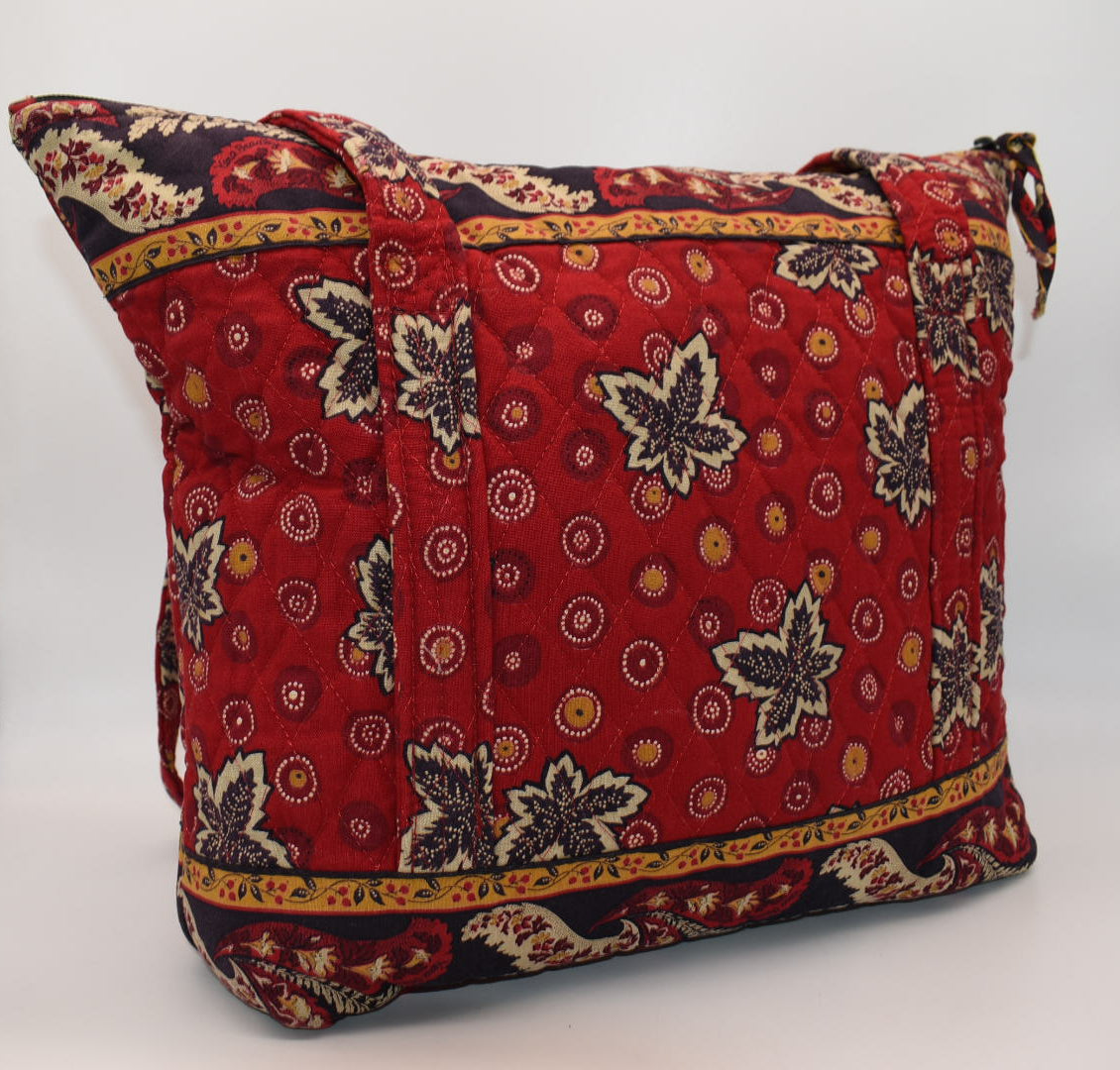 Vintage Vera Bradley Villager Tote Bag in "Red Coin -1999" Pattern