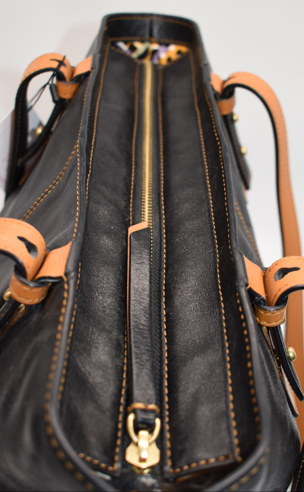 Vera Bradley Gallatin Leather Sagebrush Tote Bag in Black