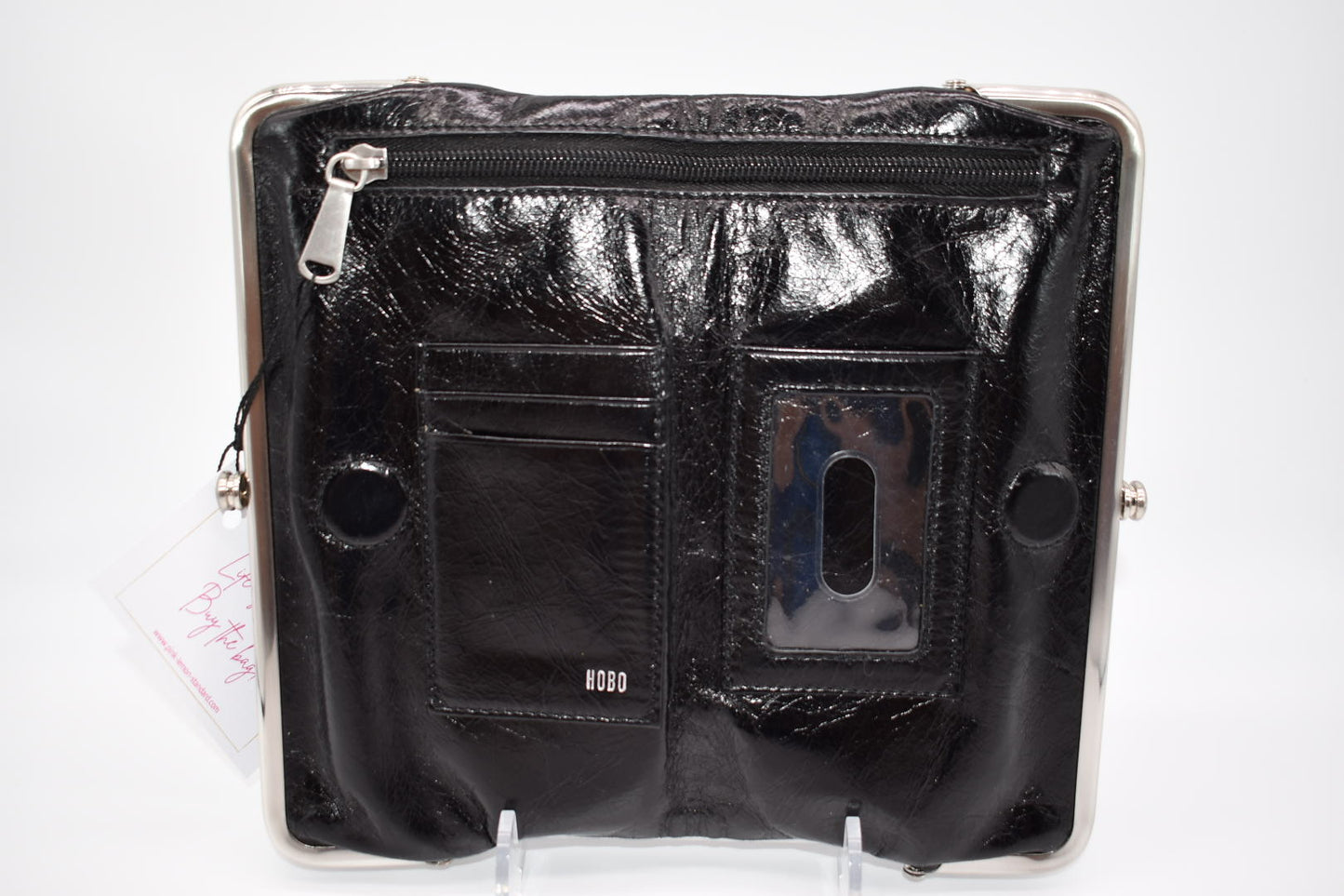 HOBO Lauren Clutch -Wallet in Black Polished Leather