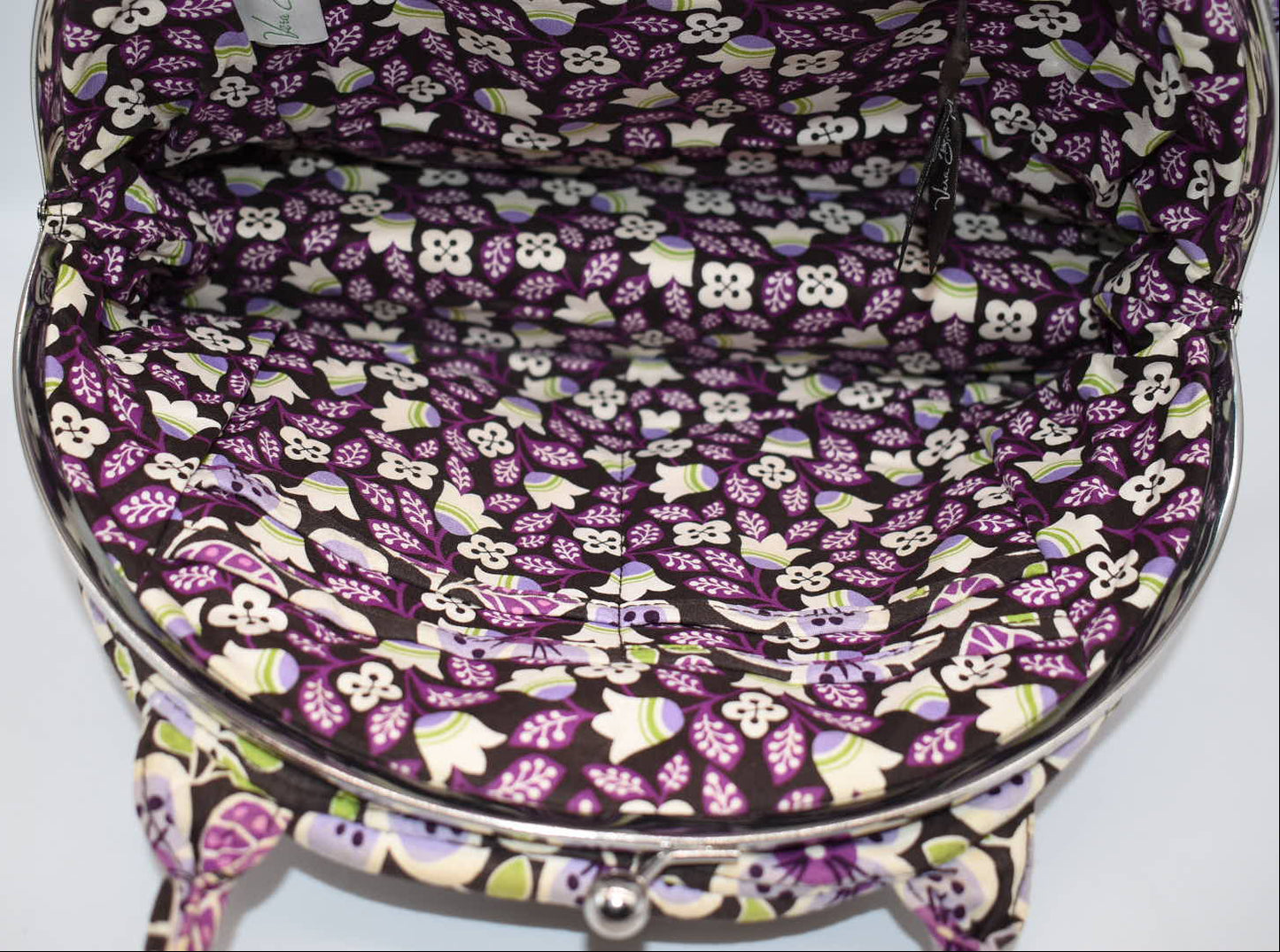 Vera Bradley Eloise Frame Satchel Bag in "Plum Petals" Pattern